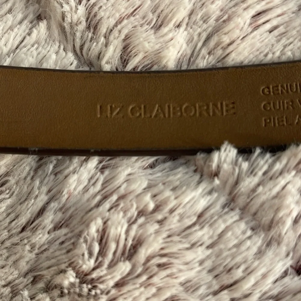 Liz Claiborne Y2K belt brown moc croc with colorful rhinestone buckle women Sz L
